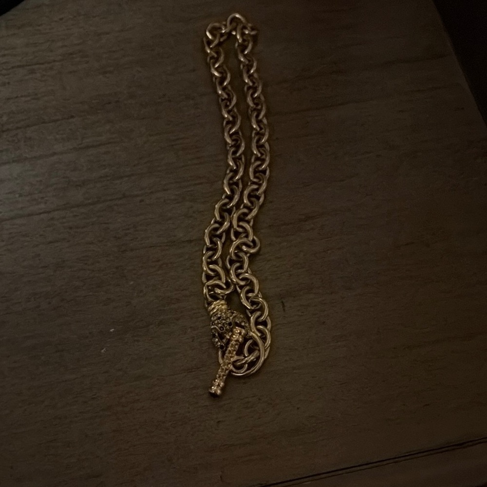 Gold Chain Necklace with Skull Pendant
